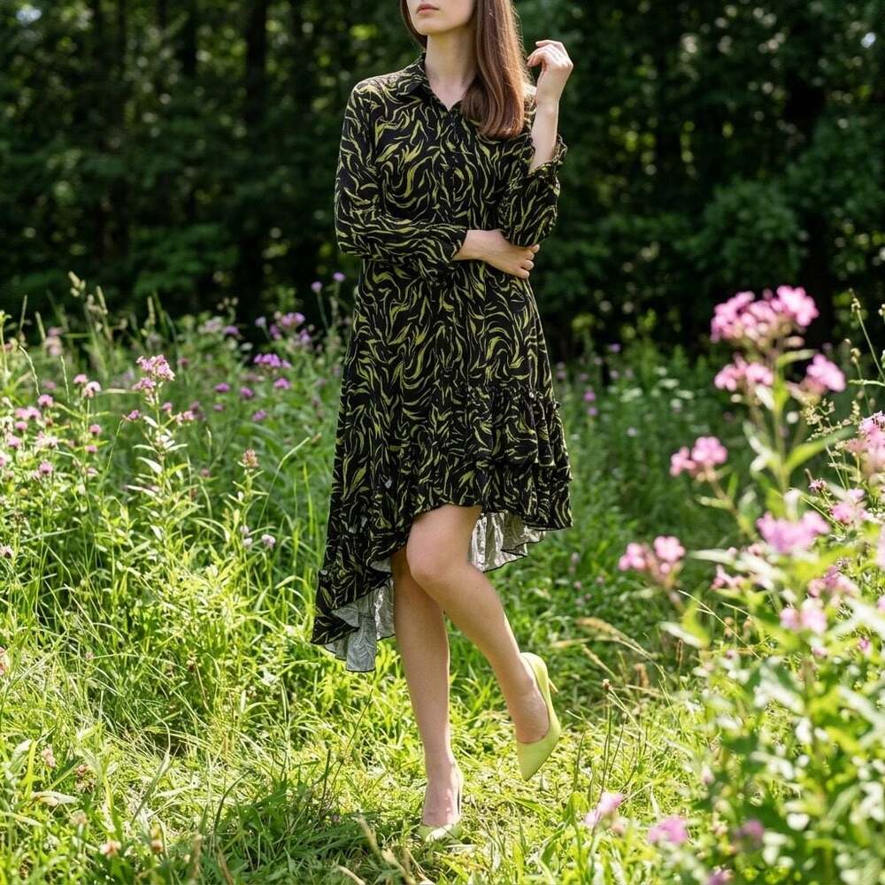 Zadie B's Swirl Print Button-Front High-Low Tunic Dress #1105